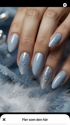 Blue Wedding Nails, Blue Prom Nails, Blue And Silver Nails, Bridesmaids Nails, Blue Glitter Nails, Prom Nail, Manicure Nail Designs, Nails Winter, Blue Nail Designs