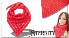 a woman wearing a red scarf and hat with the words sernity written on it