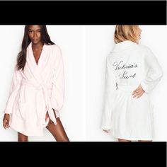 Fluffy With Logo Available In Pink All Sizes And I’m White - All Sizes Limited Victoria Secret Bathrobe, Silky Robe, Soft Robes, Lace Trim Shorts, Floral Robes, Nightgowns For Women, Victoria Secrets, Vintage Beaded Dress, Long Sleeve Blouse Pattern