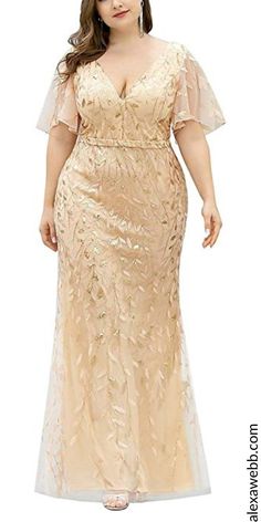 42 Plus Size New Year's Eve Gowns - Alexa Webb Gowns For Plus Size Women, A Shape Gown Ankara, Cowl Neck Dress Pattern, Alexa Webb, 2piece Outfits, Formal Parties, Dinner Dress Classy, Lace Dress Styles