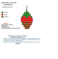 an ornament made out of chocolate covered crocheted beads is shown in red, green and yellow