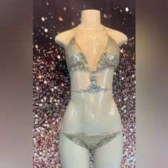 Sequined Gold Bikini New Without Tags Fitted Gold Backless Swimwear, Gold Fitted Backless Swimwear, Fitted T-back Swimwear For Party, Gold Fitted Swimwear For Festival, Fitted Gold Swimwear For Festival, Festival Camping, Camp Ideas, Womens Swim, Macrame