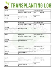 a printable worksheet with the words transplanting log in green and white