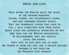 a poem written in blue ink with the words pisces and love on it