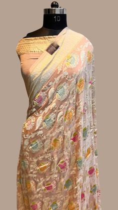 Khaddi Georgette Banarasi Saree - water zari Prebooking 15 days approximately Khaddi Georgette Banarasi Saree, Georgette Banarasi Saree, Katan Saree, Banarsi Saree, Sari Blouse, Banarasi Saree, Indian Saree, Indian Sari, Fabric Light