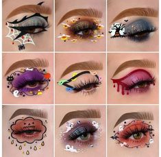 Eyeshadow Looks For Halloween, Halloween Inspired Makeup Eye, Halloween Makeup Eye Looks, Halloween Inspired Makeup Looks, Cute Halloween Eyeshadow, Halloween Theme Makeup, Halloween Make Up Ideas Creative, Cute Halloween Eye Makeup, Skeleton Eye Makeup