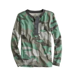 Boys' camo henley - henleys - Boy's tees & polos - J.Crew Jcrew Kids, Sir William, Cool Kid, Camo Baby Stuff, Boys Style, Boy Stuff, After Baby, Toddler Life, Camouflage Print