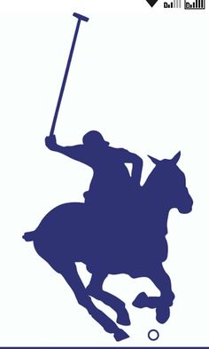 the silhouette of a polo player riding a horse with a golf club in his hand