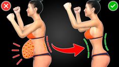 the woman is showing her muscles before and after surgery