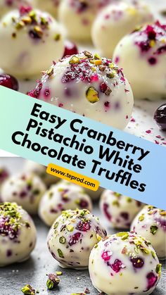 cranberry pistachio white chocolate truffles with sprinkles