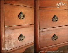 before and after photos of an old dresser