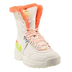 Women's Fila Disruptor Boot Shearling Fur Women's Winter Fashion [5hm00564-130] Brand New With Tags / Without Box Womens Size 8.5 And 9 Available Shipped Quickly , Packaged With Care Product #: 5hm00564-130 Show Off Sizzling Style In Wintry Weather With Fila’s Disruptor Boot. Synthetic And Shearling Lining Is Soft And Comfortable. Eva Midsole Supports Your Stride. Bold Rubber Outsole Adds Signature Style. Women's Winter Fashion, Winter Wedges, Fila Disruptor, Winter Fashion Boots, Fila Shoes, Fur Lined Boots, Shearling Boots, Swag Shoes, Orange Fashion