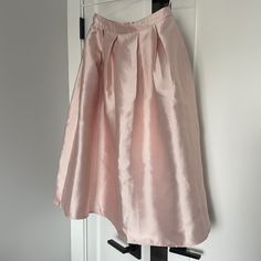 Made By Maniju. Pale Pink Full And Darted Midi Skirt. Size S. Nwt. Gold Zipper In Back. Pink A-line Bottoms For Party, Feminine Pleated Evening Skirt, Formal Pink Pleated Skirt, Feminine Pleated Party Skirt With Lining, Feminine Lined Pleated Skirt For Party, Feminine Pleated Maxi Skirt For Party, Feminine Relaxed Skirt For Parties, Pink A-line Party Bottoms, Formal Flared Pink Skirt