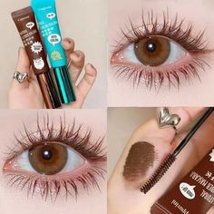 Description: Undoubtedly it will keep your makeup for all day due to its waterproof and sweat proof function without any smudge, its brush head design can apply to each eyelash for making it long with 3D effect. Featuring the functions of lengthening and thickening your eyelashes, the product will light up your eyes. It can make your eyelashes slim and curly, making your eyelashes even more amazing. Our mascara contains mild ingredients that are safe and friendly. The length of this product is 1 Light Brown Mascara, Brown Mascara Makeup, Korean Toothpaste, White Mascara Makeup, Brown Mascara Look, Korean Mascara, Cute Mascara, Cute Makeup Products, Korean Makeup Products