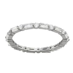 This gorgeous Contessa Di Capri eternity ring is the perfect way to show her that your commitment and love is eternal. This gorgeous Contessa Di Capri eternity ring is the perfect way to show her that your commitment and love is eternal. RING DETAILS Ring width: 2 mm Metal: sterling silver Plating: rhodium Finish: polished Packaging: boxed Nickel freeSTONE DETAILS Stone type: cubic zirconia Total carat weight: 1 7/8 ct. Stone shape: baguette cut, round Setting: prong Stone color: clear Gemstones Silver Baguette Cut Eternity Band Promise Ring, Cubic Zirconia Eternity Band With Baguette Diamonds, Cubic Zirconia Eternity Band With Baguette Diamonds As Gift, Silver Eternity Band With Baguette Diamonds For Wedding, Adjustable Half Eternity Band In Cubic Zirconia, Adjustable Cubic Zirconia Eternity Band For Anniversary, Clear Gemstones, Love Is Eternal, Detailed Ring