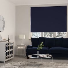 * Navy-Blue Colourway * Blackout Lining - Prevents Unwanted Light & Aids Privacy * Crafted from Durable Materials * All Fixings Included * Available in Multiple Sizes Crafted in a stunning navy colourway, this blackout roller blind is available in a selection of sizes and can easily be cut down to suit your requirements. The quality blackout coating helps to prevent unwanted external light from entering your home and improves privacy. Supplied with all fixings included. To enhance the blackout capabilities please fit on the outside of the window recess.Child safety: Install and use cord safety devices according to manufacturer’s instructions. Read our [Blind Safety Guide](https://www.dunelm.com/info/buying-guides/blinds-safety-guidance) for more information.These blinds can be cut down to White Roller Blinds, Blackout Roller Blinds, Roller Blind, Damask Wallpaper, Safety Devices, Vinyl Wallpaper, Roller Blinds, External Lighting, Child Safety