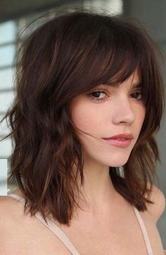 Baby Hair Cut Style, Cute Medium Length Hairstyles, Bangs Hairstyles, Bangs With Medium Hair, Midlength Haircuts, Shoulder Length Hair Cuts, Shag Haircut, Haircuts With Bangs, Medium Hair Cuts