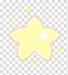 a pixel style star with yellow stars on the bottom, and white dots in the middle