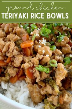 Ground chicken teriyaki chicken rice bowls are a 30 minute dinner recipe that everyone loves! Broccoli And Carrots, Chicken Broccoli And Carrots, Teriyaki Chicken And Rice, Ground Chicken Broccoli, Serve Over Rice, Dinner Ground Chicken, Simple Teriyaki Sauce, Teriyaki Chicken Rice, Teriyaki Chicken Rice Bowl