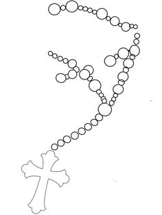 a coloring page with a cross and beads