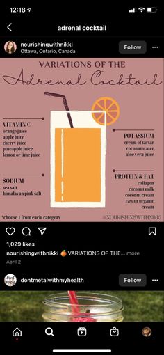 an orange drink in a mason jar with the caption's description below it