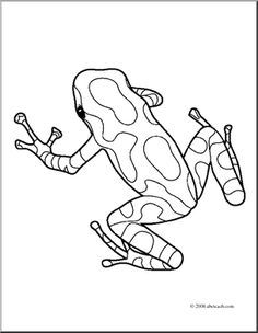 a frog is jumping up and down in the air with its legs spread out, coloring page