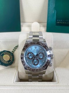 Rolex Daytona Listing: $108,000 Rolex Daytona Platinum Ice Blue Dial Unworn 2023, Reference number 116506; Platinum; Automatic; Condition Unworn; Year 2023; Watch with original Rolex Daytona Platinum Blue, Rolex Daytona Blue, Rolex Daytona Platinum, Rolex Jewelry, Rolex Blue, Mens Luxury Lifestyle, Expensive Jewelry Luxury