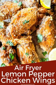 air fryer lemon pepper chicken wings on a plate