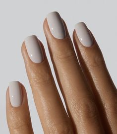 Light Nail Inspiration, Simple Nail Ideas One Color, Nail Products Aesthetic, Simple Nails Solid Colors, Creamy White Nail Polish, Gray White Nails, Light Coloured Nails, Gel Nails For Work, Light Spring Nails