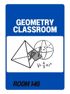 a blue sign with an image of a paper plane and the words,'geometric classroom room