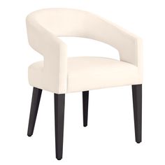 a white chair with black legs on a white background