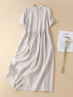 Casual White Dress, Linen Midi Dress, Linen Casual, Linen Short, Midi Shirt Dress, Linen Dresses, Yellow Dress, Cotton Linen, Green Dress