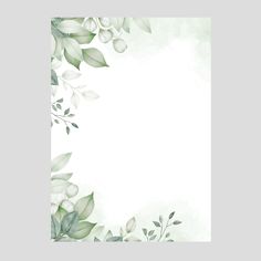 a white background with green leaves and branches on the bottom right corner is an empty space for text