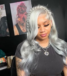 Platinum Grey Hair, Silver Wig, Silver Wigs, Black Hairstyles With Weave, New Hair Do, Frontal Wig Hairstyles, Quick Weave Hairstyles