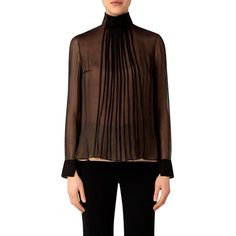 Akris Trapezoid Pleat Mock Neck Silk Georgette Blouse Nwt!! Currently In Stores/Online!! $1490 Retail Akris Black Label Trapezoid Pleat Blouse Pleats In Front Mock Neck 100% Mulberry Silk Georgette Blouse Size 4 Black Silk, Lined With A Tan/Beige Silk At Body (Not Sleeves) 14.5” Shoulder To Shoulder 2.5” Collar 25.5” Sleeve 17.5” Bust Flat About 17.25“ Waist Flat About 19.5 “Hips Flat About 25.25-26.25” Length First Image Not Ours New With Tag(S) Beige Silk, Georgette Blouse, Pleated Blouse, Blouse Black, Mulberry Silk, Black Label, Black Silk, Black Blouse, Mock Neck