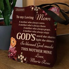 To My Loving Mom - Stunning Personalized Tote Bag NUHN372 - Jesuspirit Inspirational Bags For Mother's Day Gift, Tote Bags For School, Gym Tote, Yoga Bag, Personalized Tote Bags, Gorgeous Design, Shopping Tote Bag, Faith In God, A Mother