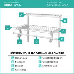 the shelf rack is labeled with instructions for how to put it in place and where to put