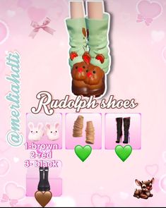 the screenshot shows an image of shoes with bunny ears on them and hearts in the background