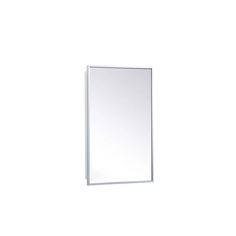 a white bathroom mirror sitting on top of a wall