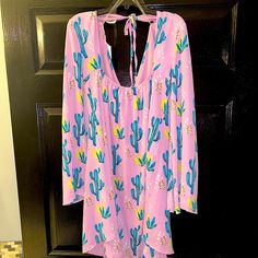 Pink Western Dress With A Cactus Print And Bell Sleeves. Ties In The Back Across The Shoulders. Never Worn New Without Tags Pink Western Dress, Cream Dresses, Dresses Western, Dress With Bell Sleeves, Western Dress, Cactus Print, Bell Sleeve Dress, Western Dresses, Cream Dress