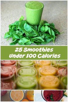 the collage shows different smoothies and juices