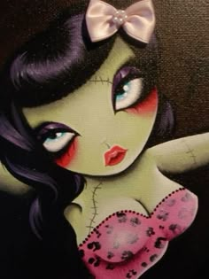 Candy Cane Art, Rockabilly Art, Cute Zombie, Retro Girl, Big Eyes Art, Zombie Girl, Voodoo Dolls, Ink Ideas, Creepy Cute