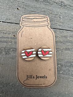 12mm wooden heart earrings with stainless steel stud Small Wooden Earrings, Nickel-free Round Heart Earrings For Valentine's Day, Nickel Free Round Heart Earrings For Valentine's Day, Laser Jewelry, Wood Stud Earrings, Bullet Shell, Wood Earrings Stud, Heart Wood, Laser Engraved Ideas