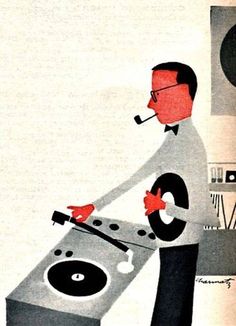 Source: taketomorrowoff David Hockney Portraits, Mid Century Illustration, Norman Rockwell, Retro Illustration, Grafik Design, Vintage Illustration, Turntable, Graphic Design Illustration