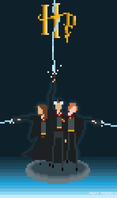 two people in black robes are flying through the air