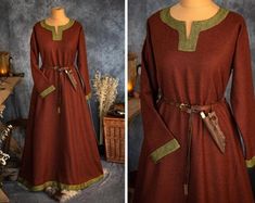 Viking Underdress, Medieval Dress Pattern, Gaun Abad Pertengahan, Viking Garb, Medieval Garb, Viking Dress, Viking Costume, Viking Clothing, Dress Trims