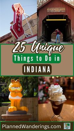 there are many things to do in indiana, including an ice cream sundae and a barn