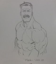 a drawing of a man with muscles drawn on paper