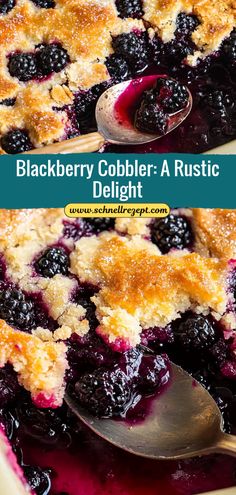 blueberry cobbler a rustic delight that's ready to be eaten in the kitchen