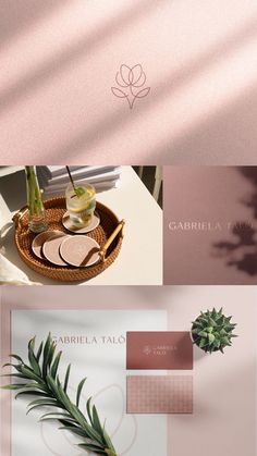 the logo and business cards are designed to look like flowers, leaves, and other things